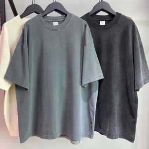 Nueva camiseta de lavado ácido personalizada de moda para hombres, camiseta de lavado ácido de verano de algodón 100% liso de gran tamaño para hombres - Product Image 3