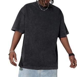 T-shirt ample vintage en coton lourd, écologique, respirant, délavé à l'acide, pour homme, streetwear personnalisé - Product Image 3