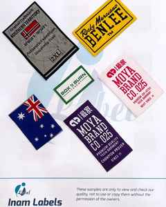 100 étiquette tissée de vêtements de marque personnalisée de haute qualité 2x5cm pli d'extrémité/pli central étiquette de tissu de vêtement Logo estampage à chaud - Product Image 5