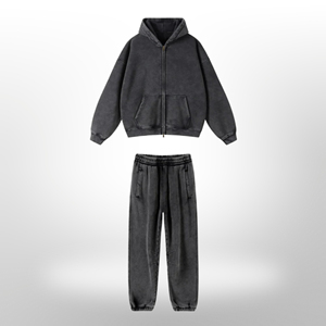Survêtement personnalisé délavé à l'acide 100% coton Sweat à capuche vintage et pantalon de survêtement Jogger Set Stone Wash Winter Sportswear Men Tracksuit - Product Image 6