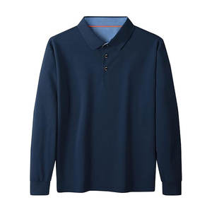 Polo à manches longues en tricot uni pour homme, personnalisable avec votre propre marque, doux et confortable, 2026 - Product Image 3