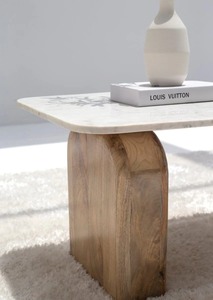 Mesa de centro de mármol hecha a mano, madera de mango macizo, diseño moderno de primera calidad, muebles de sala de estar para uso doméstico de lujo - Product Image 3