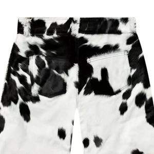 กางเกงขาสั้นหนังวัวแท้ผู้ชาย ดีไซน์ใหม่ไม่ซ้ำใคร สไตล์ไฮสตรีท สีพื้นเรียบง่าย ทรงเข้ารูป - Product Image 4