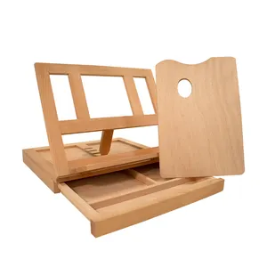 Art Adjustable Desktop Easel Box Multifunctional Beech Wooden Easel with Drawer and Palette for Artist Beginners Art Painting