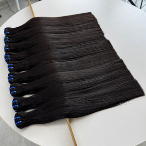 Full Ends Bone Straight Human Hair Bundles Natural <b>Black</b> Soft Smooth 100g Double Weft Long Hair For Custom <b>Wig</b> Making - Product Image 1