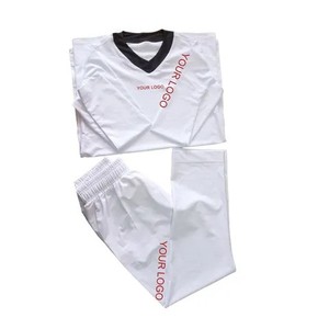 Taekwondo Uniforms Black <b>Neck</b> in Polyester Spandex Fabric Stretch Breathable <b>Light</b> Weight Unisex Adult Slim Fit Training - Product Image 3