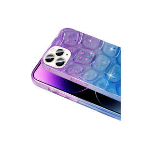 Funda Protectora de Silicona Líquida con Diseño 3D de Purpurina de Lujo para iPhone 14 Pro Max, Color Rosa-Morado Suave, Estilo INS - Product Image 3