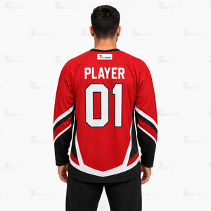 Maillot de hockey sur glace unisexe pour compétition de ligue, 100 % polyester, séchage rapide, respirant, col en V, tissu en maille, manches longues, uniforme d'équipe - Product Image 4