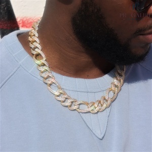 Hip Hop Vvs Moissanite Người Đàn Ông Của Iced out Spiked <span class=keywords><strong>Figaro</strong></span> Infinity Liên Kết Cuba Chuỗi Với 925 Sterling Bạc Vượt Qua Kim Cương Tester - Product Image 4