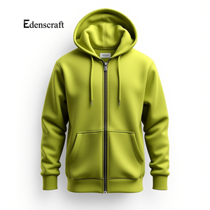 Sweat à capuche zippé de couleur unie pour hommes classiques teint uni personnalisable veste d'hiver à capuche légère en mélange de coton écologique - Product Image 1