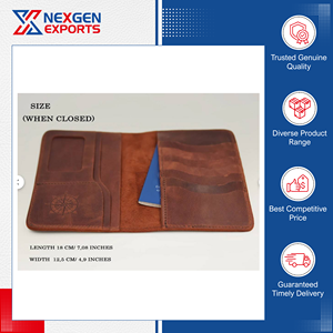 Titular de pasaporte con bloqueo RFID de cuero genuino de diseño moderno hecho a mano estándar de exportación de lujo de calidad superior Uso de viajes de negocios - Product Image 2