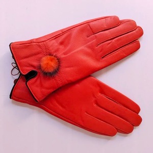 Guantes de Cuero Genuino para Mujer, Cálidos y a la Moda, Guantes de Invierno para Mujer con Bola de Piel de Visón Natural, Guantes de Lujo con Dedos - Product Image 6