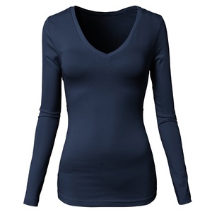 KATBROS INDUSTRY Women's Long Sleeve V-Neck <b>Scrub</b> <b>Top</b> Purple Knitted Polyester/Cotton Hospital Seamless Fusing Uniform Blouse - Product Image 4