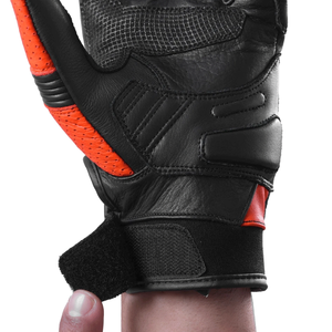 Men's Orange Leather Gloves With Knuckle Protection Motorcycle Auto Racing Wear Full Finger Unisex Thermal Gloves - Product Image 5