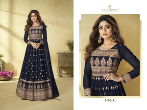 Georgette-vestido de trabajo largo Anarkali para mujer, traje de diseño puro con bordado pesado, para función de boda y ropa de novia - Product Image 4