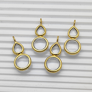 Colgante de Plata 925 con Cuarzo Transparente en Forma de Gota - Dije de Piedra Preciosa Redonda y en Forma de Lágrima - Colgante con Bisel Chapado en Oro - Suministros para la Fabricación de Joyería DIY - Product Image 4