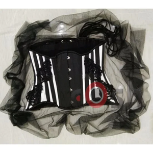 COSH CORSET-Corset en satin bicolore avec patchs perlés, tenue de fête et de mode - Product Image 1