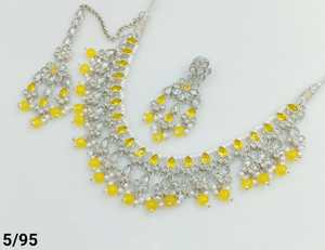 Nuevo diseño de flores Ad sin cortar plateado tradicional y de moda perla y Kundan tachonado gargantilla collar conjunto joyería conjunto Niña - Product Image 5