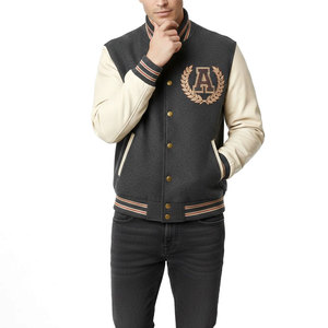 Chaqueta Letterman con Mangas de Cuero Fresh Drop, Estilo Urbano con Mangas Suaves y Chaqueta de Invierno con Mezcla de Lana - Product Image 1
