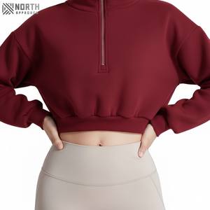 Latest Design Fashionable 100% Cotton Pullover Cropped Hoodie For Women Custom Logo Breathable New <b>Crop</b> <b>Top</b> For Girls Front Logo - Product Image 5