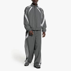 Survêtement unisexe personnalisé, style ample et évasé, en polyester, avec fermeture éclair, pour le sport d'hiver, coupe-vent en nylon, pour hommes - Product Image 1