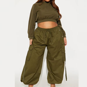 Conjunto Deportivo de Felpa al por Mayor, Sudadera Cálida y Pantalones Jogger, Chándal Informal Holgado, Sudadera Corta y Pantalones - Product Image 4