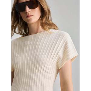 เสื้อสเวตเตอร์ถักแขนสั้นลายทางแต่งระบายสำหรับผู้หญิง - Product Image 4