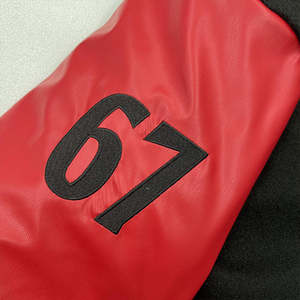 Blouson Bomber Varsity en Laine Personnalisé à Col Montant Slim avec Logo Brodé et Broderie en Tissu Éponge - Product Image 5