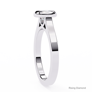 1,0 Ct corte redondo conjunto de bisel de quilates anillo de compromiso oro blanco CVD diamante aniversario regalo anillos de diamantes para ella - Product Image 3