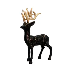 Klassisches Design Aluminium Geschirr Rein Deer Schwarz W/Gold Text für Weihnachten dekorative Rentier Tischplatte Home Decoration