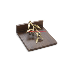 Servilletero de Metal Dorado Ecológico y Duradero Hecho a Mano con Diseño de Rama de Olivo, Soporte Decorativo para Servilletas de Mesa para Cocina - Product Image 1