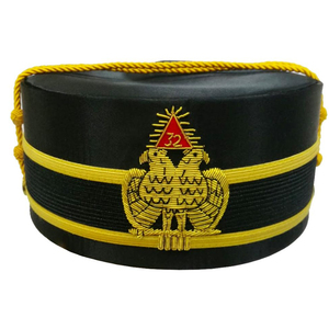 Gorra de Regalia masónica dorada, bordado a mano, 32 grados, rito escocés, gorras masónicas, sombreros - Product Image 6