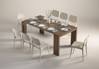 Table console extensible Terraneo en bois de noyer, style moderne, pour salon, entrée, gain de place, 8 personnes, élégante, fabriquée en Italie EL540NOCE