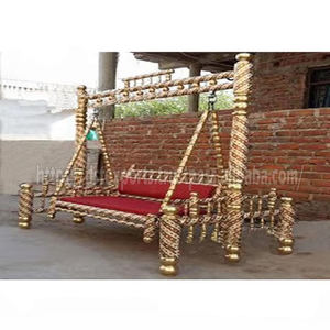 Columpio de boda de madera Meenakari, Columpio de boda indio Sankheda Jhula DST, fabricante de exportaciones y exportadores, columpio dorado duradero - Product Image 1