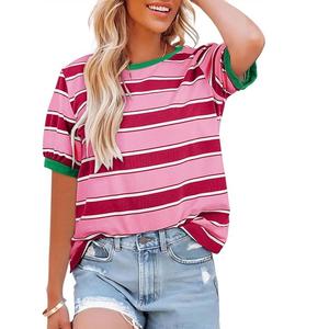 Verano ecológico transpirable antiarrugas cómodo servicio OEM hilo teñido mujeres 100% algodón manga corta cuello hombro - Product Image 1