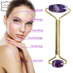 Rodillo de Jade Natural 100% Gua Sha Facial Guasha, rodillo de masaje de ojos, marco de hierro, herramienta de masaje Facial Gua Sha, rodillo Facial para la piel - Product Image 5