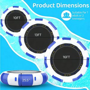 Trampolín Acuático Inflable de 10 Pies para Diversión de Verano, Flotador con Tobogán y Tubos de Equilibrio para Niños y Adultos, Ideal para Lagos, Piscinas y Océanos - Product Image 2