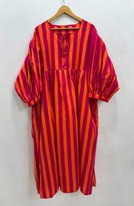 เดรสผ้าฝ้ายพิมพ์ลายลำลองสำหรับฤดูร้อน คุณภาพดี เป็นมิตรกับสิ่งแวดล้อม เอวธรรมชาติ แต่งพู่ เหมาะสำหรับงานเทศกาล งานกิจกรรม กึ่งทางการ และงานสังสรรค์ - Product Image 4