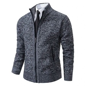 2024 automne et hiver New Jersey hommes décontracté sport manteau couleur unie col montant pull polaire chaud fermeture éclair - Product Image 5