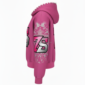 เสื้อมีฮู้ดซิปหนาแบบพรีเมี่ยมสำหรับฤดูหนาวมี400 GSM ขนแกะเนื้อนุ่มสีชมพูด้านในปักโลโก้ได้ตามต้องการ - Product Image 3