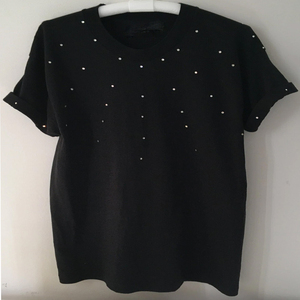 T-Shirt Femme Strass Personnalisé Été Haute Qualité Respirant 100% Coton Design Personnalisé - Product Image 3