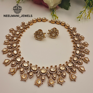 Ensemble de collier en moissanite Polki de petite taille - Product Image 4