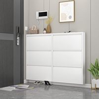 Meuble à chaussures métallique durable à 3 niveaux, ultra-plat, en acier, organisateur de chaussures, gain de place, pliable, mobilier moderne pour la maison, salon