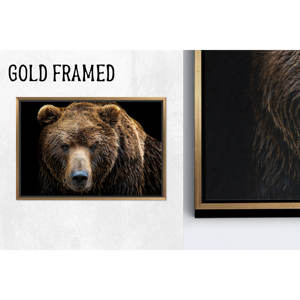 ของตกแต่งห้องแบบลอฟท์ผ้าแคนวาสสีน้ำตาล: งานศิลปะติดผนังกระจกพิมพ์ลายรูปหมี,1P Goldframedcanvas - Product Image 1