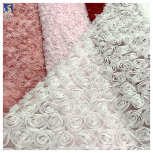 YX807 <span class=keywords><strong>2025</strong></span> модная популярная американская 3D вышивка цветы розы вязаная сетчатая ткань для платья летние женские - Product Image 2