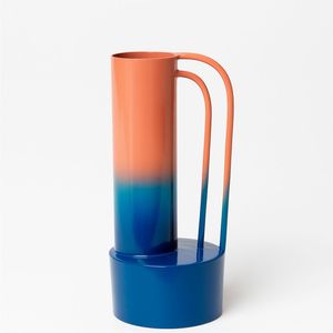 Vase en céramique bleu foncé martelé sur mesure en gros - Pot de fleurs décoratif à haute brillance pour salon, vases élégants à texture nervurée - Product Image 6
