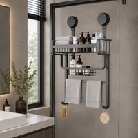 Moderno juego de toallero y cesta para baño de hotel, montaje sin clavos en pared, estante colgante de aluminio espacial resistente al óxido para colgar sobre la puerta