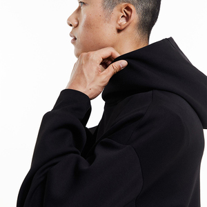 Heavyweight <b>Men's</b> for Puff Print <b>Hoodie</b> in <b>Black</b> Pure Cotton Material Digital Printing <b>Plain</b> Dyed Techniques Rhinestones for - Product Image 3