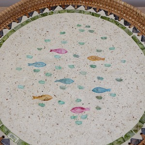 ถาดเสิร์ฟหวายทรงกลมธรรมชาติพร้อมไม้ถูพื้นปลาทำด้วยมือถาดสำหรับโต๊ะอาหารและเน้นบ้าน - Product Image 4