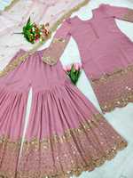 Robe de soirée indienne-pakistanaise pour femme, en faux georgette épaisse, entièrement brodée de sequins, manches longues, pour toutes les saisons, entièrement cousue.